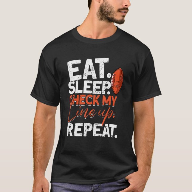 Camiseta Coma Sleep Verificar Minha Linhagem Repetir Fantas (Frente)