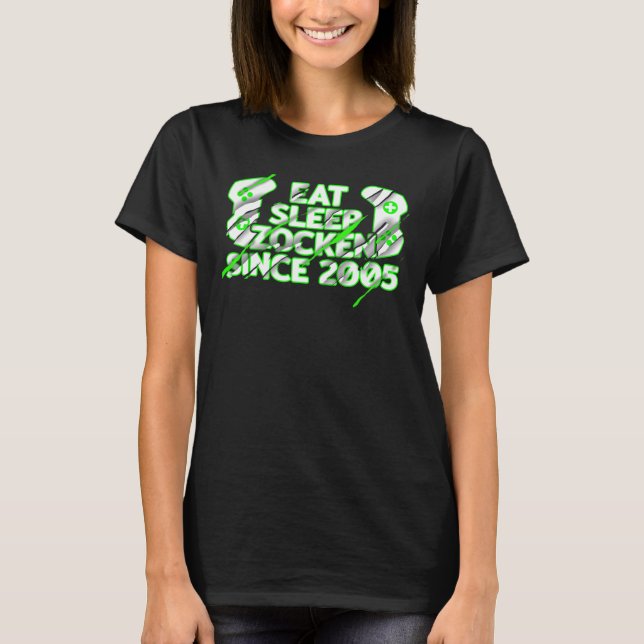 Camiseta Coma Sleep Zocken Desde 2005, Jogos De Vídeo De Jo (Frente)