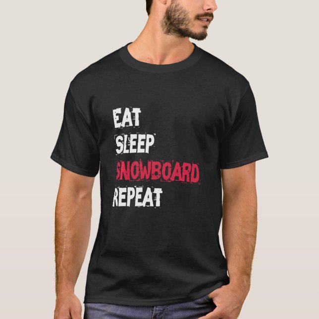 Camiseta Coma Snowboard Repetidamente Snowboard (Frente)