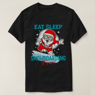 Camiseta Coma Snowboard Repetitiva Festa de Natal Legal