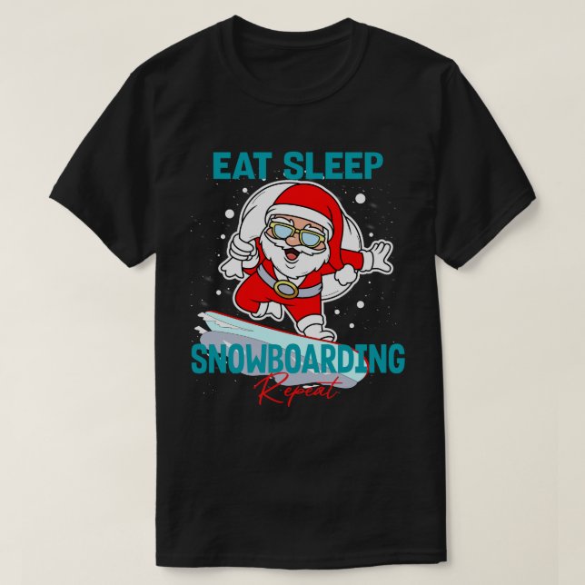 Camiseta Coma Snowboard Repetitiva Festa de Natal Legal (Frente do Design)