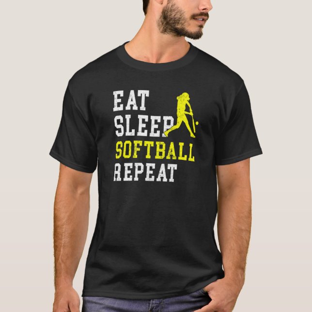 Camiseta Coma Softball Repetitivo de Sono (Frente)