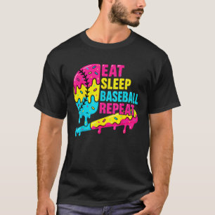 Camiseta Coma Sonho Beisebol Repita Sorvete Gotejamento Bei