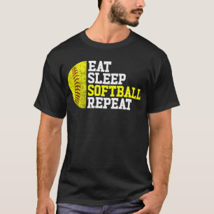 Camiseta Coma Sonho Softbol Repita Garota de Softbol Rápido