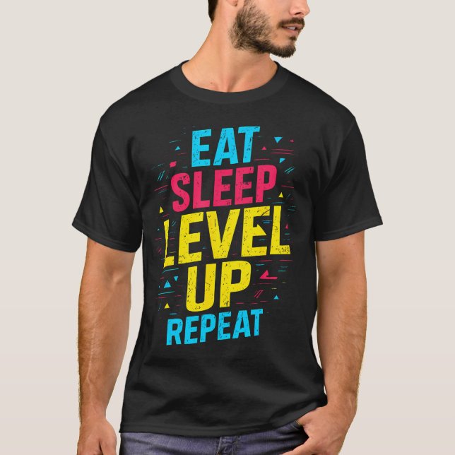 Camiseta Coma Sonho Subir de Nível Repita Vídeo Game G Dive (Frente)