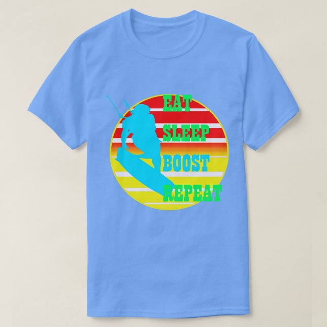 Camiseta Coma Sono Aumente Repetidamente Kitesufer Retro Su (Frente do Design)