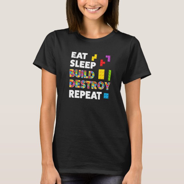 Camiseta Coma Sono Construir Destruir Repetições Comboios C (Frente)