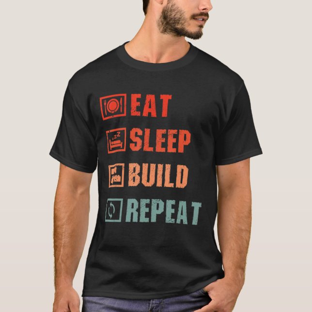 Camiseta Coma Sono Construir Repetir o Master Builder Funny (Frente)