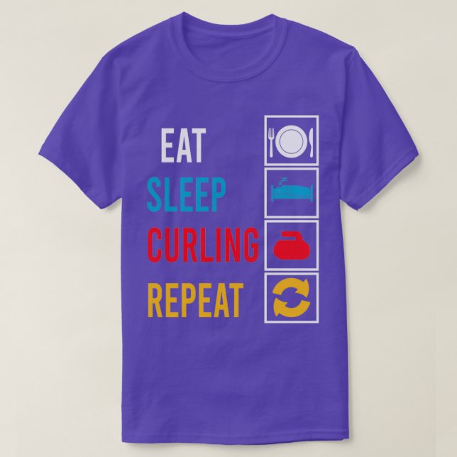 Camiseta Coma Sono Curling Repita Esportes Dizendo (Frente do Design)