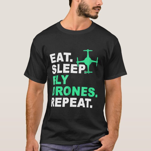 Camiseta Coma Sono Drones com Voo Repetir Piloto Hobbyist (Frente)