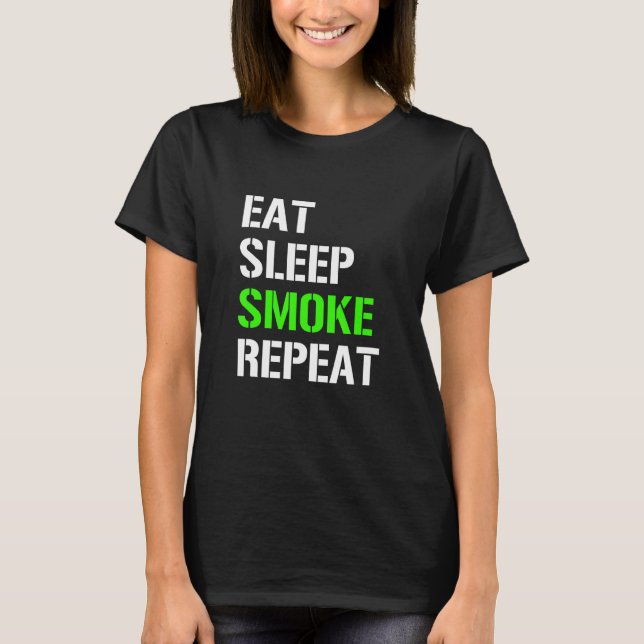 Camiseta Coma Sono Fumar Repetir Comer Sleep Weed Repeat Id (Frente)