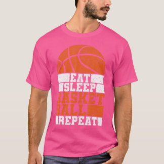 Camiseta Coma, Sono, Jogador de Basquete Repito Crianças En