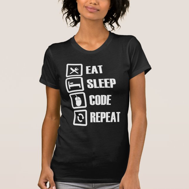 Camiseta Coma - sono - o código - repita o Tshirt (Frente)