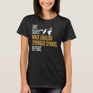 Camiseta Coma Sono Passeando Inglês Springer Spaniel Repeti