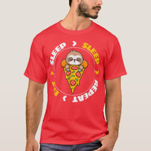 Camiseta Coma Sono Repetir Pizza Cama Lenta Pizza T-Shir