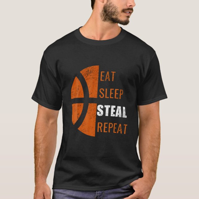 Camiseta Coma Sono Roubar Repetir Homens de Basquete Engraç (Frente)
