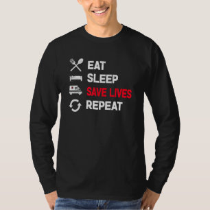Camiseta Coma Sono Salvar Vidas Repetir Símbolo Médico Dout