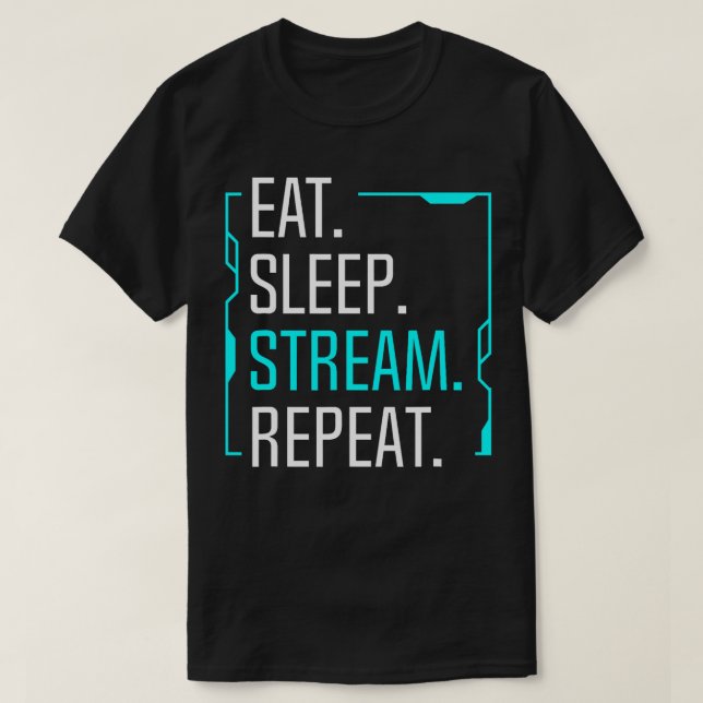 Camiseta Coma Stream Sleep Repetir Streaming de Filmes G (Frente do Design)