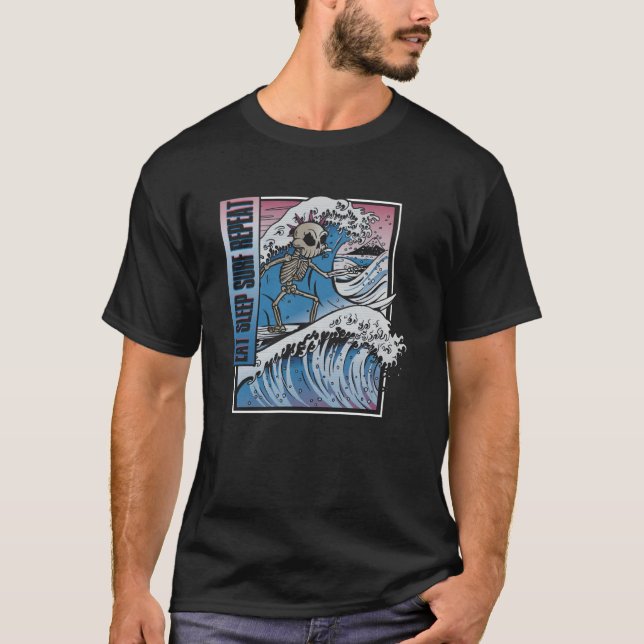 Camiseta Coma Surf do sono Esqueleto Surfer Surf Surf (Frente)