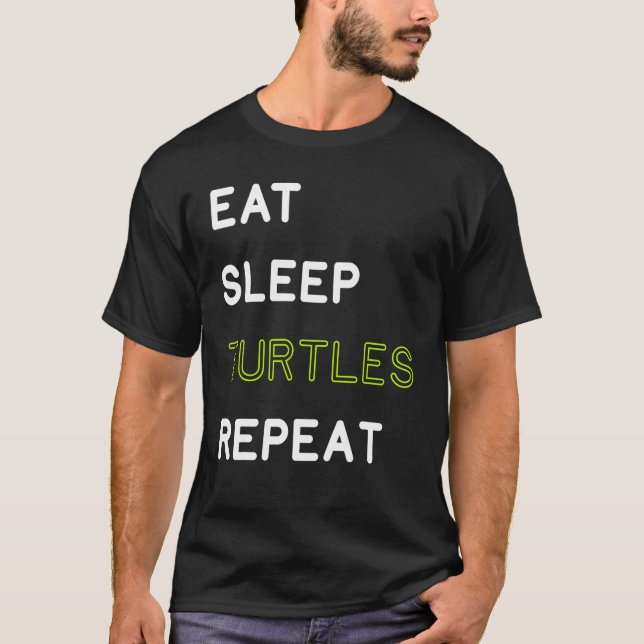 Camiseta Coma Tartarugas Do Sono Repetir Presente De Animal (Frente)