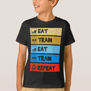 Camiseta Coma Treine Repita Força Esportes Academia Engraça