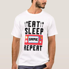 Camiseta Coma um jogo de sono repetindo T-Shirt