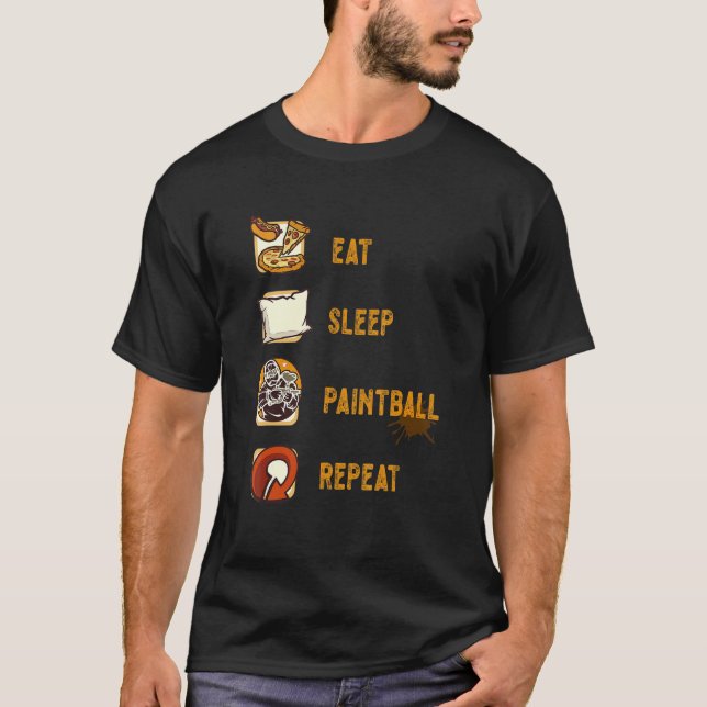 Camiseta Coma Uma Arma De Ar Com Pintball Repetitiva Com Es (Frente)