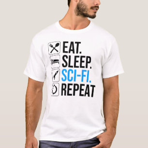 Camiseta Coma uma repetição Sci-Fi para dormir