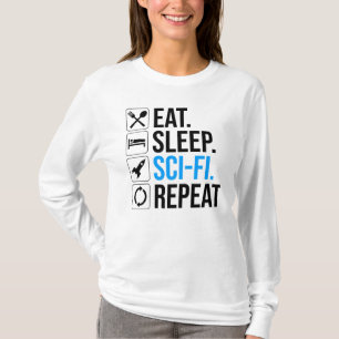 Camiseta Coma uma repetição Sci-Fi para dormir