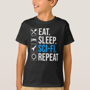 Camiseta Coma uma repetição Sci-Fi para dormir