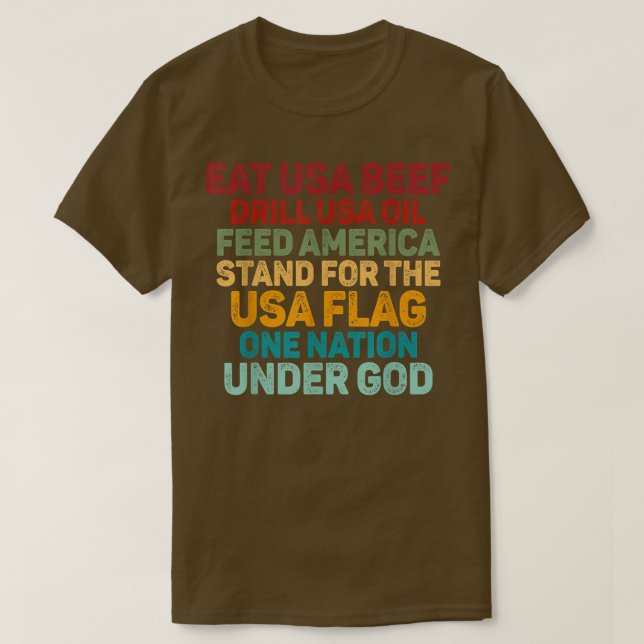 Camiseta Coma US Beef Drill USA Oil Feed America Stand For (Frente do Design)