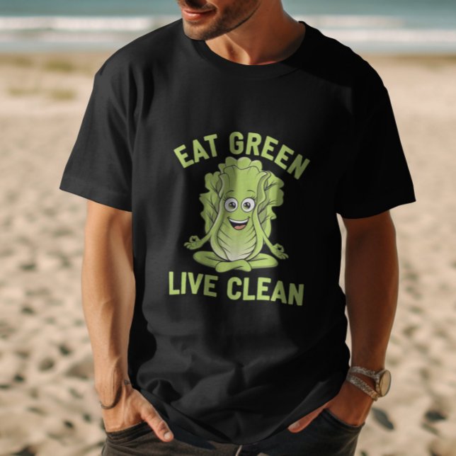 Camiseta Coma verde, viva limpo (Criador carregado)