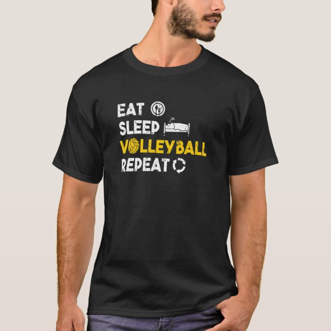 Camiseta Coma Voleibol De Sono Repetir Jogador De Vball Eng (Frente)