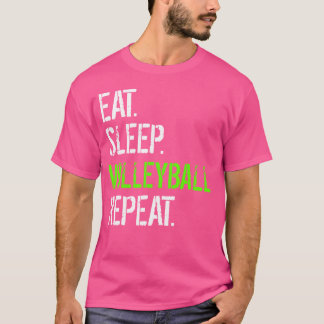 Camiseta Coma Voleibol Dormindo Repete Voleibol Engraçado