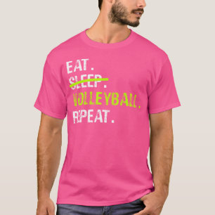 Camiseta Coma Voleibol Dormindo Repete Voleibol Engraçado