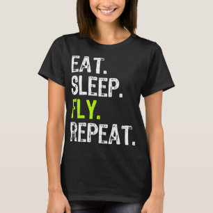 Camiseta Coma Voo de Sono Repetir Piloto Aviador Aviador Fu