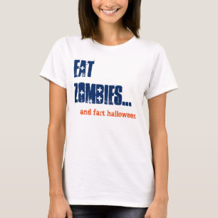 Camiseta Coma Zombies e Fart Halloween Comédia Engraçada