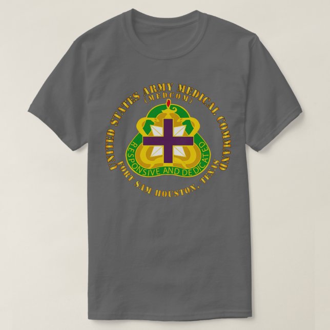 Camiseta Comando Médico dos Estados Unidos DUI Ft Sam Houst (Frente do Design)