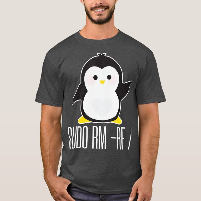 Camiseta comando sudo rm rf Funny Linux sysadmin (Frente)