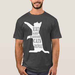 Camiseta ComaSleepWarriorGatosRepetir o Frio de Gato Engraç