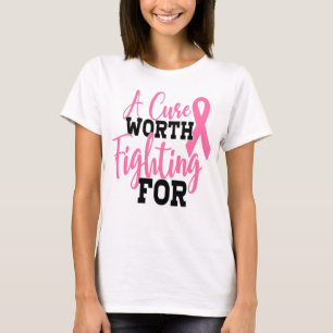 Camiseta Combate à Fita Rosa de Sensibilização do Cancer