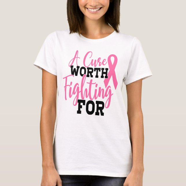 Camiseta Combate à Fita Rosa de Sensibilização do Cancer da (Frente)