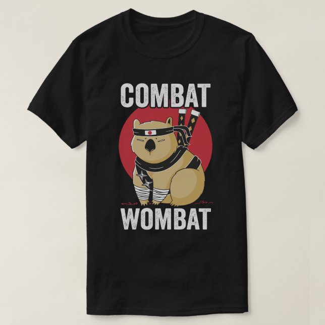 Camiseta Combate a Wombat Engraçado (Frente do Design)