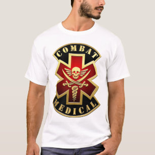 Camiseta Combate ao Crânio Médico e Espadas Cruzadas