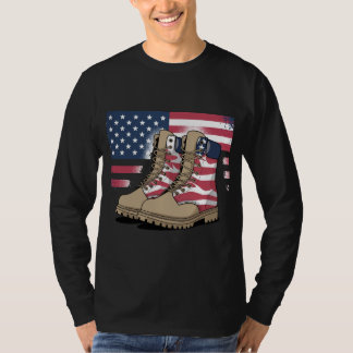Camiseta Combate Patriótico Boots American Flag T-Shirt