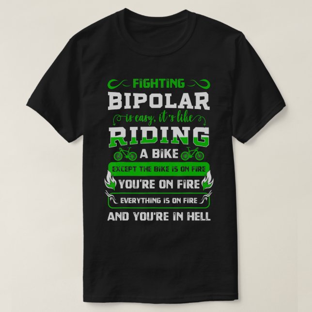 Camiseta Combatente Bipolar Mania Perturbação Mental Ansied (Frente do Design)