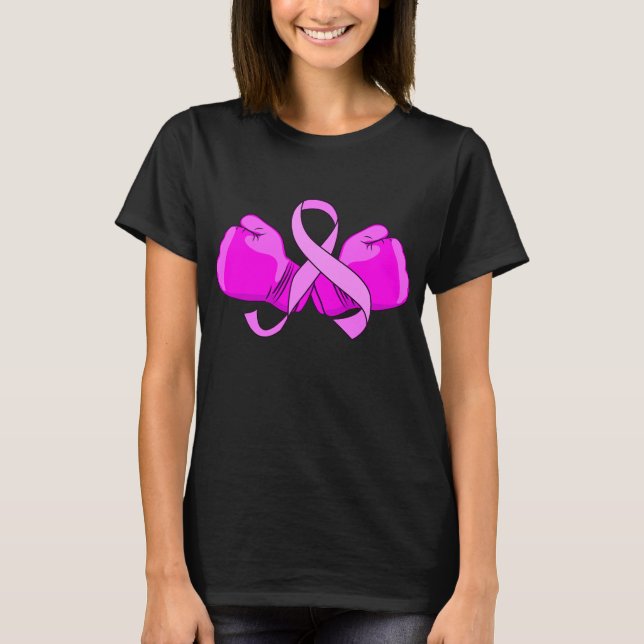 Camiseta Combatente de luvas de Cancer mama in a box (Frente)