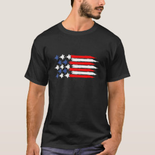 Camiseta Combatente jatos com bandeira americana 4 de julho