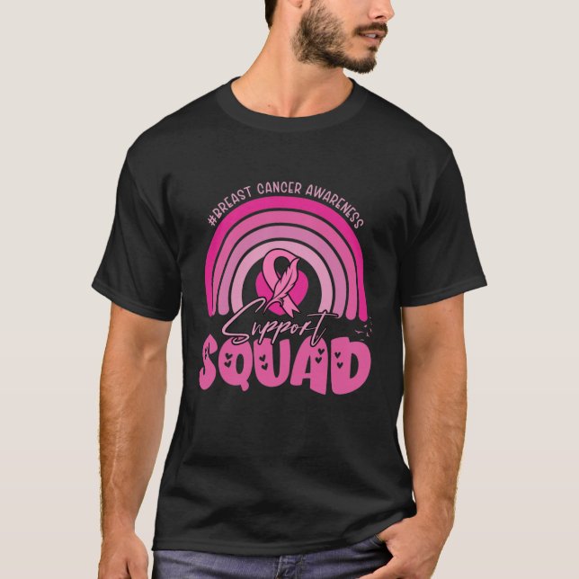 Camiseta Combater o Cancer de Mama em Quadrado, Cancer Rosa (Frente)