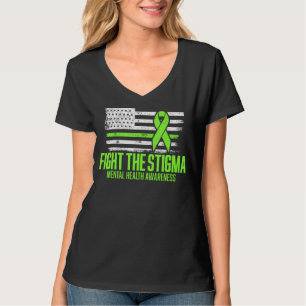 Camiseta Combater O Stigma Americano Flag Mental Health Awa
